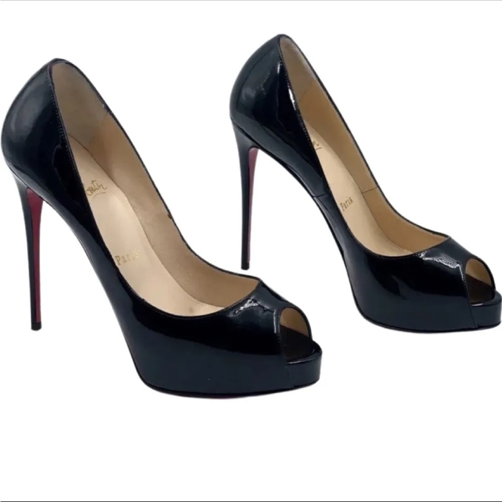 CHRISTIAN LOUBOUTIN New Very Prive 120 Black Patent Pumps Heels US7.5 / EU37.5